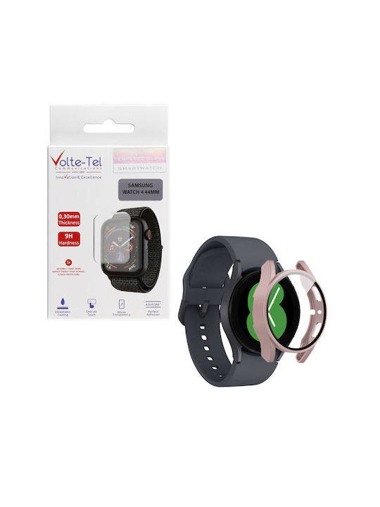 Volte-Tel Edge Cover with Key Πλαστική Θήκη με Τζαμάκι σε Ροζ Χρυσό χρώμα για Galaxy Watch 4 44mm