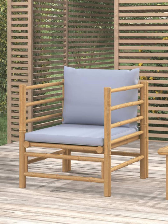 Outdoor Armchair Bamboo Brown with Cushion 63x69x65cm
