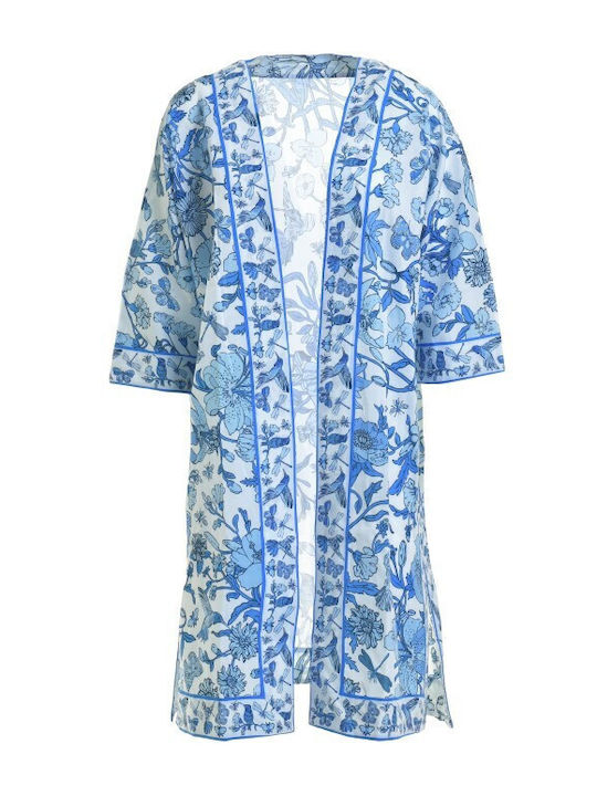 Ble Resort Collection Γυναικείο Μακρύ Κιμονό Παραλίας Μπλε