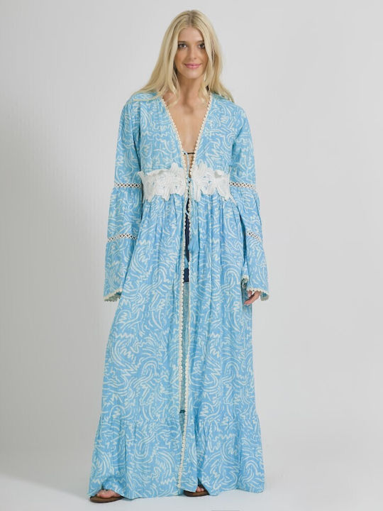 Ble Resort Collection MÂNECĂ Feminin Lung Rochie de Plajă Turcoaz