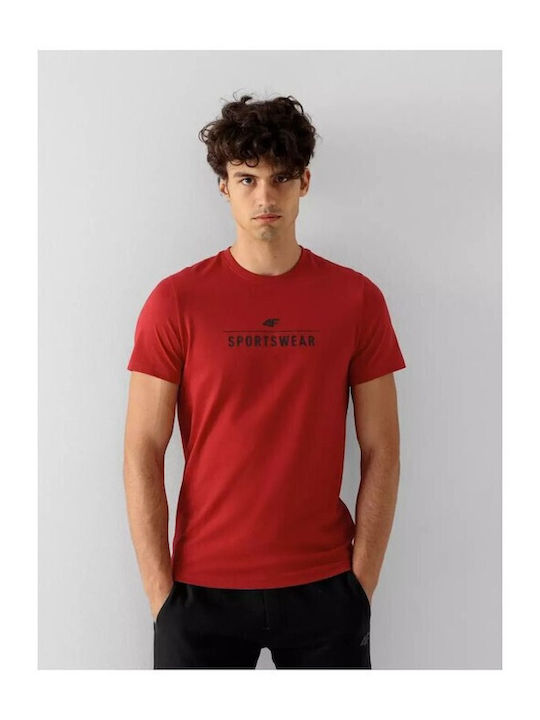 4F Herren T-Shirt Kurzarm Rot