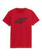 4F Herren T-Shirt Kurzarm Rot