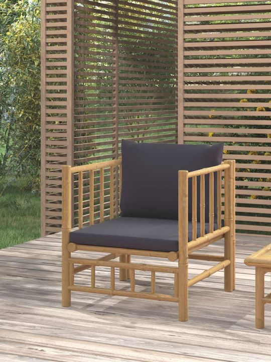 Outdoor Armchair Bamboo Brown with Cushion 63x69x65cm