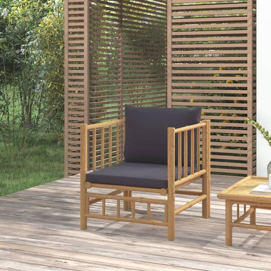 Outdoor-Sessel Bamboo Braun mit Kissen 63x69x65εκ.