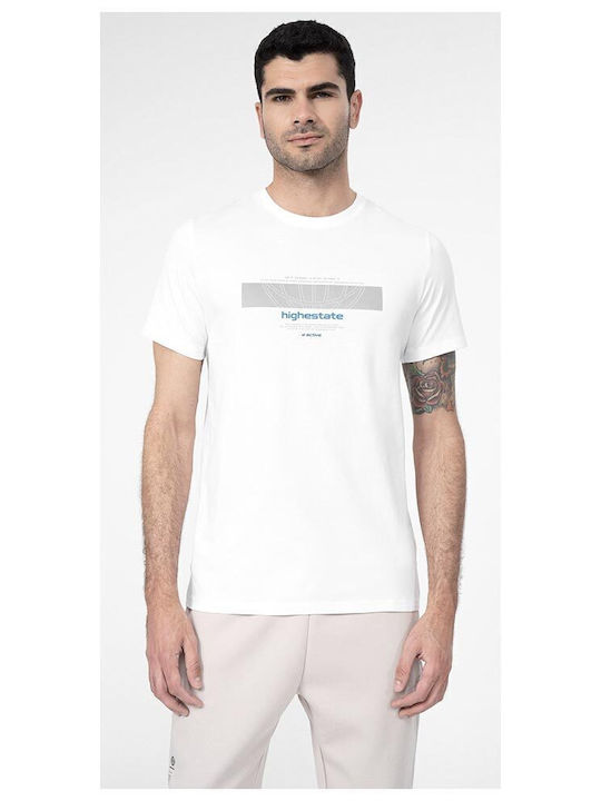 4F T-shirt Bărbătesc cu Mânecă Scurtă Alb