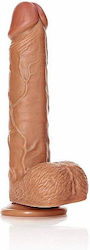 Shots RealRock Straight Realistic Dildo with Scrotum & Suction Cup Tan 23cm