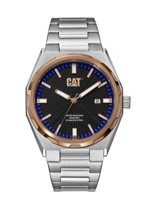CAT California Ανδρικό Ρολόι 43mm Μπαταρίας με Ασημί Μεταλλικό Μπρασελέ
