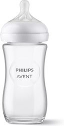Philips Glass Bottle Natural Response with Silicone Nipple for 1+ months 240ml 1pcs