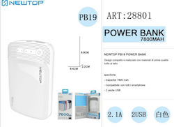 Newtop PB19 Power Bank 7800mAh με 2 Θύρες USB-A...