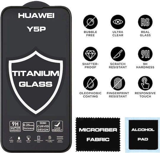 TITANIUM 0.25mm Full Glue Full Face Tempered Glass Black (Huawei Y5p)