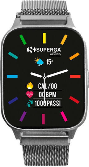Superga SW-STC011 40mm Smartwatch with Heart Rate Monitor (Silver)