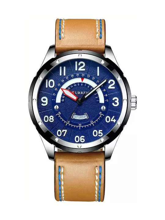 Curren CR Herrenuhr Batterie mit Braun Lederarmband