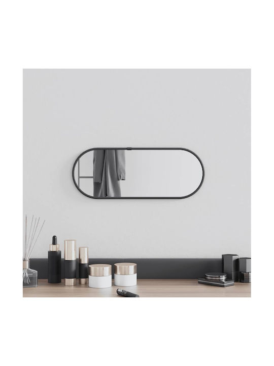 vidaXL Oval Wall Mirror Black with Plastic Frame