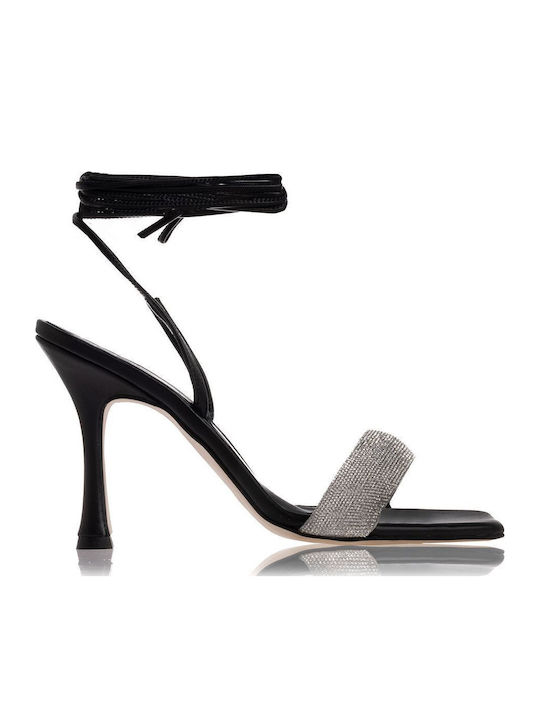 Sandalen mit Strass Schwarz