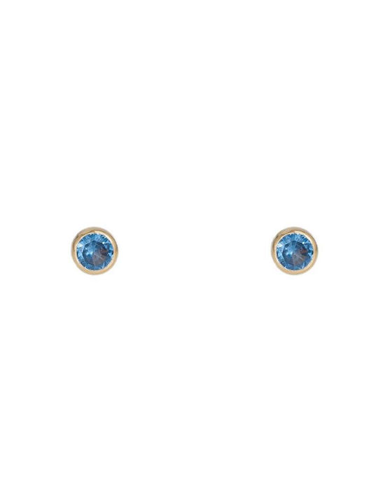 Χρυσά παιδικά σκουλαρίκια Κ9 με γαλάζιες πέτρες 045483 045483 Χρυσός 9 Καράτια