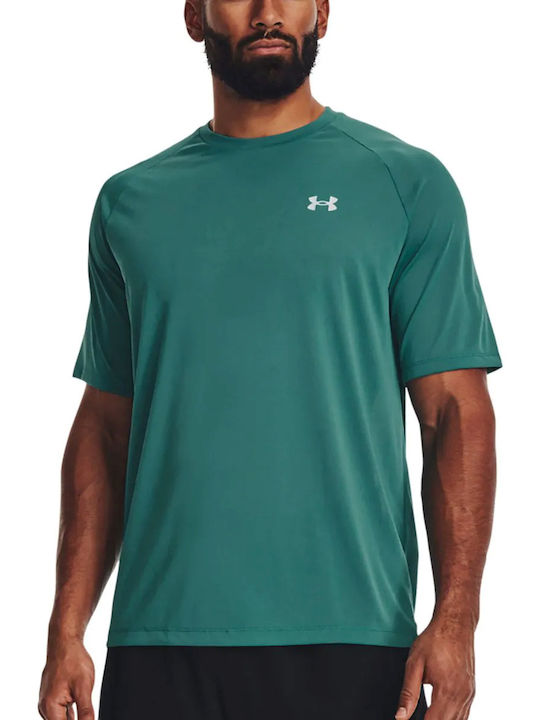 Under Armour Tech Reflective Αθλητικό Ανδρικό T-shirt Πράσινο με Λογότυπο  1377054-722
