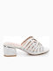 Mules with Chunky Low Heel in White Color