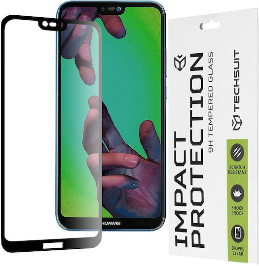 Techsuit 111D Vollkleber Vollflächig gehärtetes Glas Schwarz (Huawei P20 Lite)