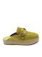 Flach Wildleder Mules in Gelb Farbe