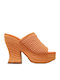 Fefee 2 Mules mit Chunky Hoch Absatz in Orange Farbe