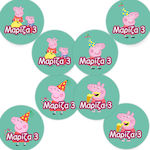 Round Peppa Pig stickers / 8 pcs