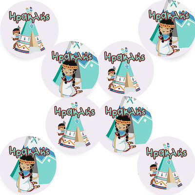 Round stickers Indian / 8pcs