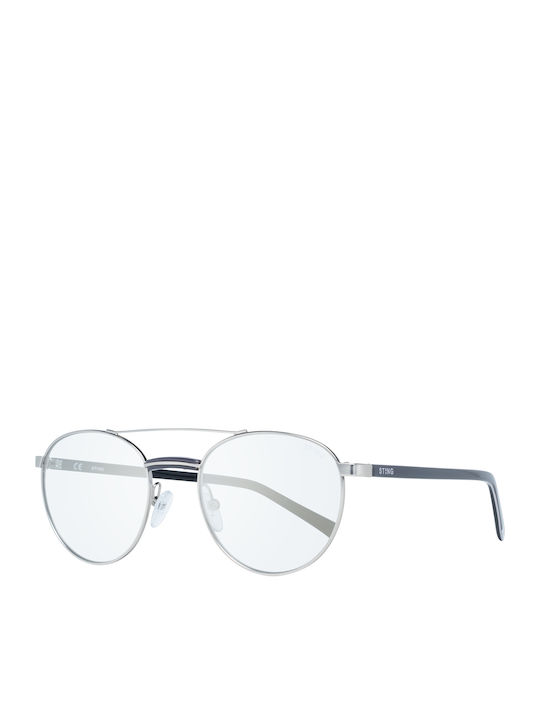 Sting 52 Unisex Sunglasses with Silver Metal Frame and Silver Mirror Lens SST229 581G
