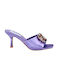 Satin Mules with Thin High Heel in Lilac Color