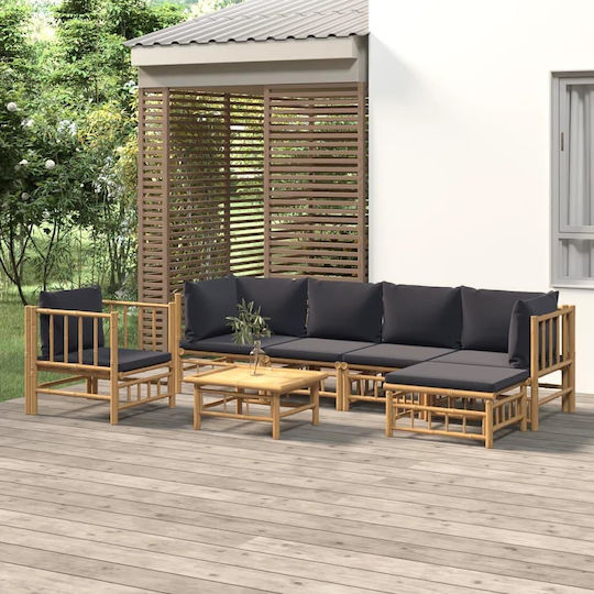 Garten- und Outdoor-Möbelsets 7 Stück Σαλόνι Gray mit Kissen