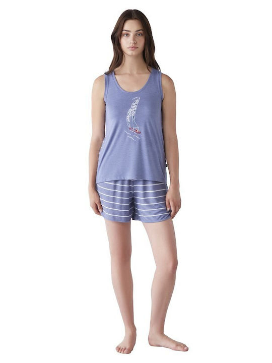 Nautica Sommer Damen Pyjama-Set Blau