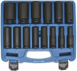 BGS Technic Căpăcei Pneumatic - Pneumatic Hexagonali Lungi cu Patrat de Prindere 1/2" Set 14buc 10-32mm BGS Technic Căpăcei Pneumatic - Pneumatic Hexagonali Lungi cu Patrat de Prindere 1/2" Set 14buc 10-32mm