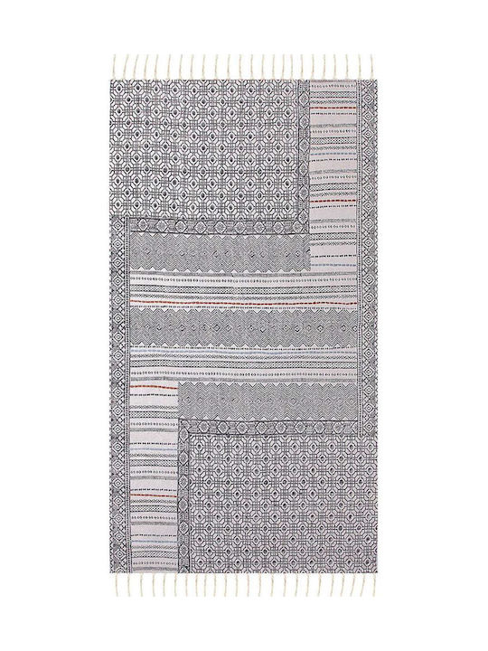 Newplan Handmade Rug Rectangular Summer Cotton with Fringes Gray