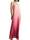 Liu Jo Summer Maxi Evening Dress Satin Fuchsia