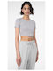 Women's Athletic Crop Top Short Sleeve Gray