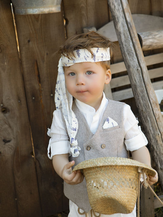 Bambolino Baptism Suit for Boys Kylian Beige 5 Pieces