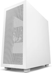 NZXT H7 Flow RGB Gaming Midi Tower Computer Case with Window Panel White