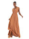 Collectiva Noir Summer Maxi Dress for Wedding / Baptism Brown