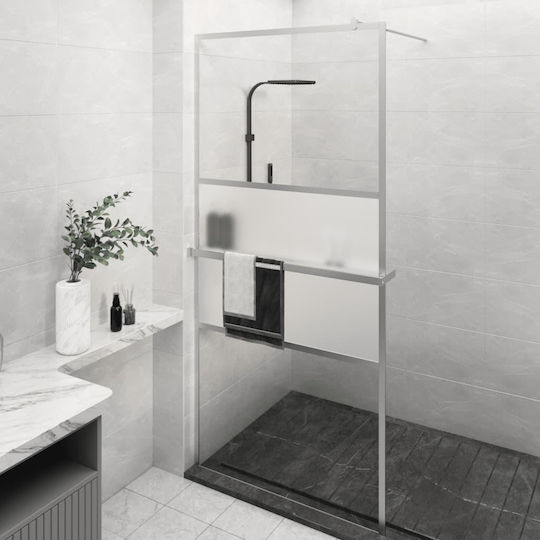 vidaXL Διαχωριστικό Ντουζιέρας 100x195cm Fabric Chrome vidaXL Διαχωριστικό Ντουζιέρας 100x195cm Fabric Chrome