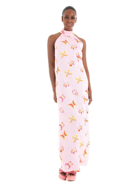 Somethingnew Buffy Halter Open Back Maxi Dress - Light Pink Φορέματα & Ολόσωμες Φόρμες (Γυναικείο Light Pink - 10289304)