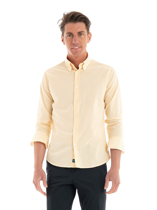 Brouback Slim Fit Striped Shirt - Yellow Πουκάμισα (Ανδρικό Yellow - Z61-292)