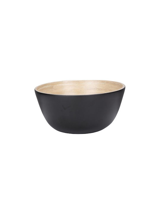 Round Serving Bowl Made of Bamboo Black with a ...