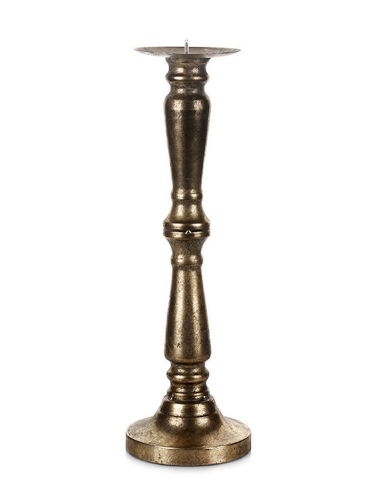 Candlestick Metallic Antique 0x13x42cm Gold OEM