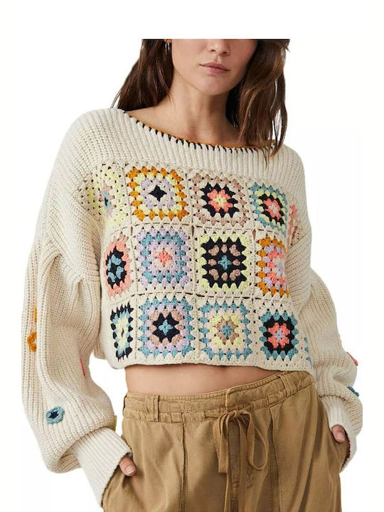 Πουλόβερ Free People Dahlia Crochet OB1626025-BONE Γυναικείο