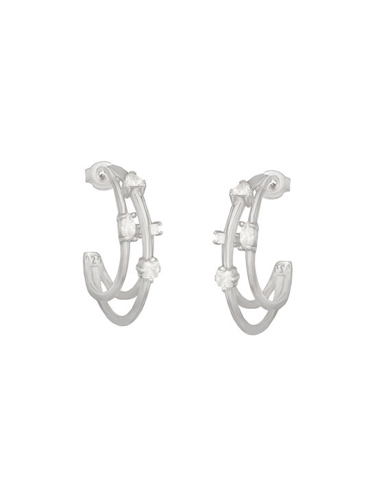 Silver earrings Trichrome Zirconia Lilies