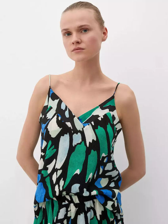 S.Oliver Women's Summer Blouse with Straps & V Neck Multicolor