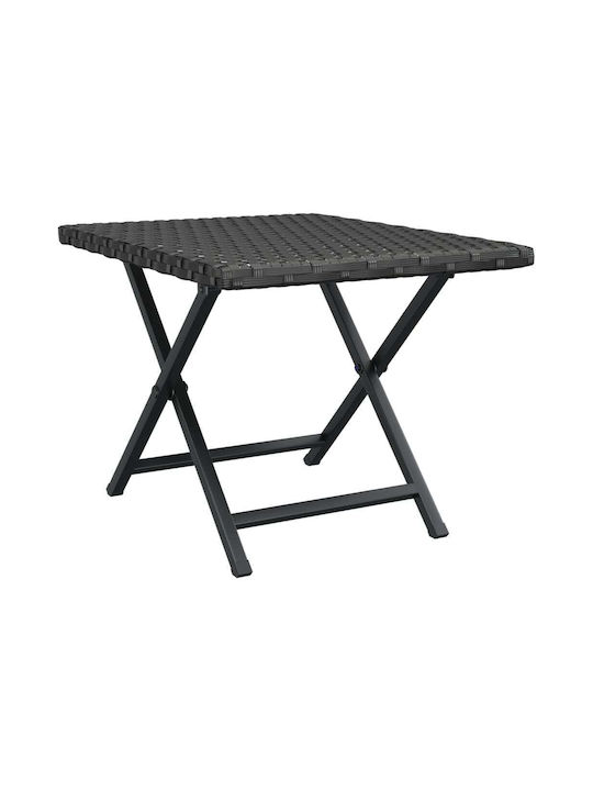 Sitting Room Outdoor Foldable Table with Rattan Surface and Metal Frame Black 45x35x32cm