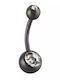 Oxzen Belly Button Piercing Made of Silver Steel Black