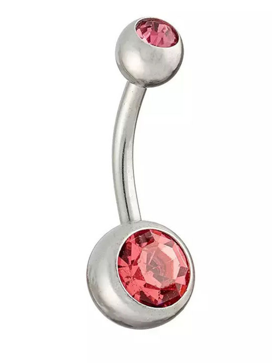 Oxzen Bauchnabelpiercing aus Stahl Silber Rosa