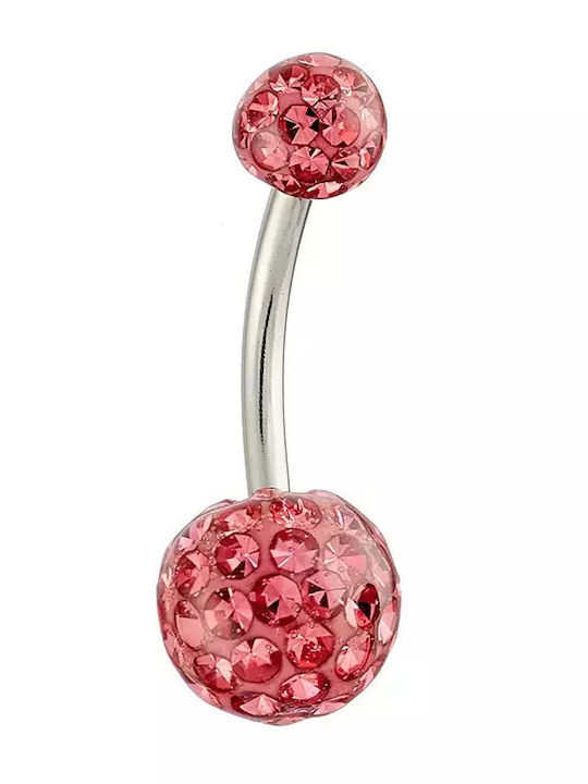Oxzen Bauchnabel Piercing aus Stahl Silber Rosa