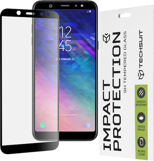 Techsuit 111D Пълно лепило Закалено стъкло за цялото лице Черен (Galaxy A6 2018)